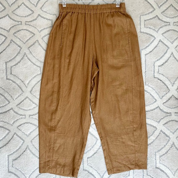 Max Studio London Pants - Max Studio Relaxed Cropped Elastic-Waist Pants in Camel